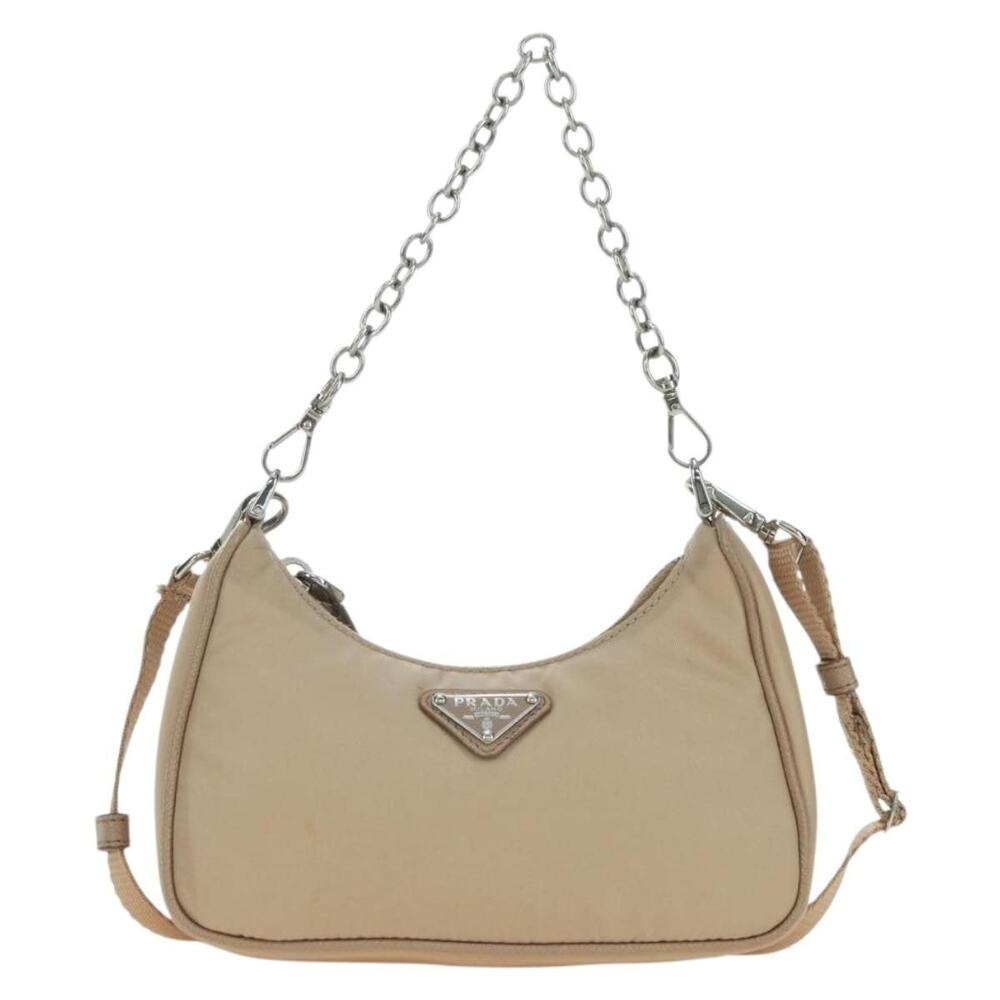 Prada Nylon Shoulder Bag Beige